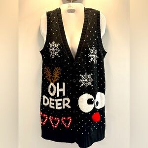 Christmas Holiday Rudolph Oh Deer vest. Size Medium.  Christmas Party sweater